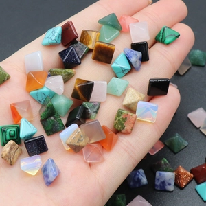 Polished pyramid-shaped natural gemstone beads for DIY jewelry making in multiple colors