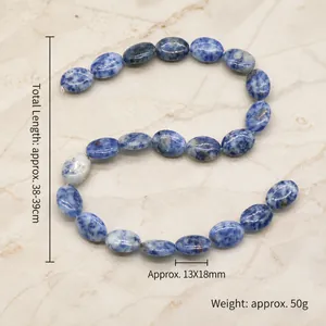 Blue oval sodalite beads for DIY jewelry making 13x18mm natural marble stone strands