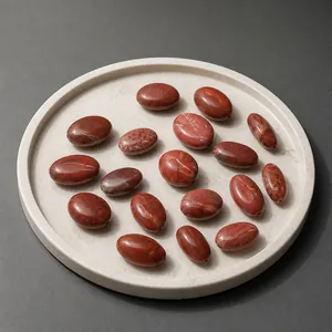 Oval red jasper semi-precious stone beads for DIY jewelry making in OPP bag packaging