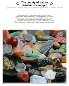 Detailed close-up of natural crystal stones like agate and tiger eye with polished finish