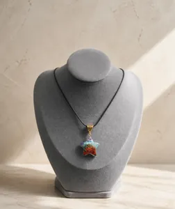 Star-shaped Orgone necklace with colorful natural chakra crystal stones on black cord