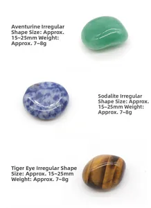 Detailed view of 15-25mm natural green aventurine, sodalite and tiger eye tumbled stones