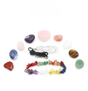 Detailed view of the energy crystal set including tumbled stones, pendant and bracelet