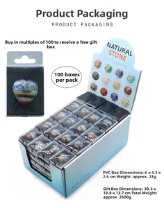 Macro view of multi-color heart crystal set in PVC box with display packaging box
