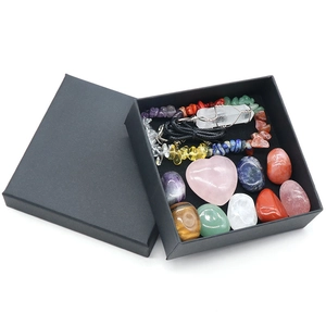 Natural crystal healing gift set with heart rose quartz, pendant, and gemstone bracelet