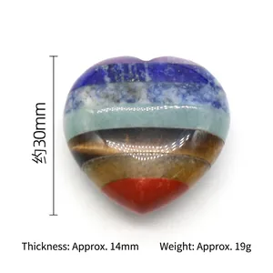30mm natural layered crystal heart stone featuring amethyst and tiger eye gemstone