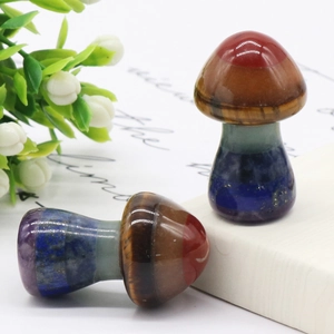 Fungo Arcobaleno Cristallo Naturale Sette Chakra Pietra Giuntata Fungo Curativo Ornamento Ciondolo per Casa Ufficio Decorazione Gioielli