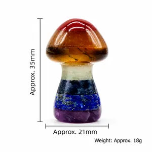 Petit champignon en cristal arc-en-ciel et pierres naturelles 35x21mm décoratif