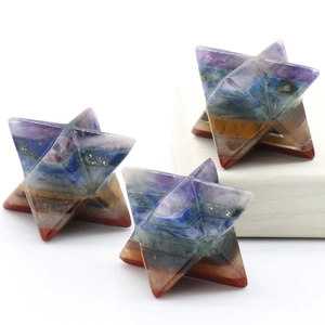 Chakra Merkaba Star set with multi-layer natural crystal stones for meditation