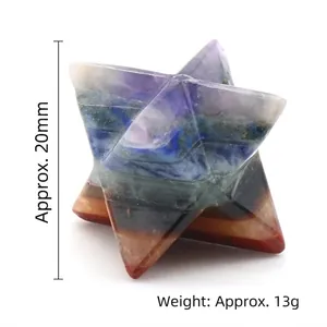 7 Chakra Merkaba Star Crystal stone with 20mm height and 13g weight for meditation healing