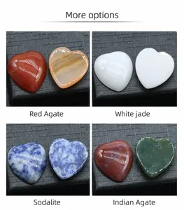 Pierres de cristal naturel en forme de cœur en agate rouge et jade blanc poli