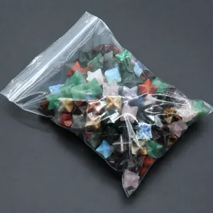 Assorted natural crystal Merkaba stars in a clear OPP bag for crafts and decoration