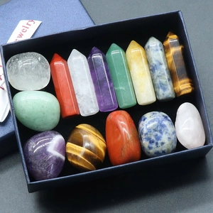 Collezione Pietre Minerali Naturali Cristallo Colonna Esagonale Pietra Burattata Guarigione Chakra Meditazione Scatola Regalo Per Arredamento