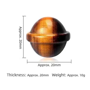 Tiger Eye natural crystal mini planet UFO sculpture, size approx 20mm diameter and 10g weight