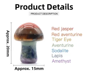 Macro detail of 2cm mini mushroom crafted from seven layered natural healing crystals