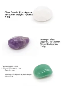 Detailansicht von Bergkristall, Amethyst und Aventurin Steinen in der Größe 15-20mm