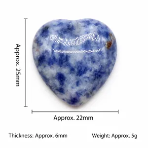 Pierre de cristal naturel bleu en forme de cœur 25x22mm pour la création de bijoux DIY