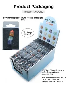 Seven chakra rainbow stone hexagon column crystal in transparent PVC box packaging