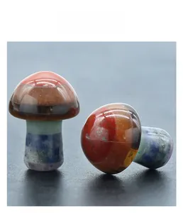 Macro detail of natural agate crystal mushrooms with layered colorful stone textures