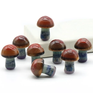 Mini Mushroom Natural Crystal Agate Splicing Ornaments Hand Carved Polished Healing Stones For Micro Landscape Home Decor