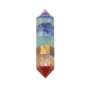 Polished 7 Chakra natural crystal stone double point hexagonal pillar for healing