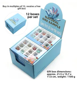 Coffret cadeau détaillé avec 12 étoiles Merkaba en cristaux naturels et pierres fines