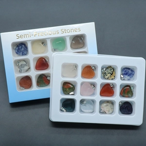 Mixed Natural Stone Heart Pendants With Metal Bail Polished Semi Precious Gemstones For Jewelry Making DIY Crafting Healing