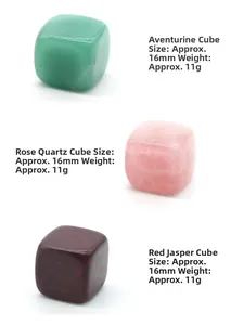 Détails de cubes de cristal de 16 mm en quartz rose, aventurine et jaspe rouge