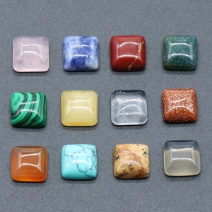 Set van 12 gemengde natuurlijke kristallen vierkante cabochons voor DIY sieraden