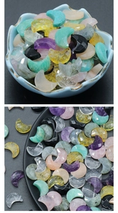 Faceted crescent moon crystal pendants in various natural stones for DIY jewelry making