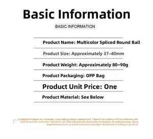 Specifications for the 40mm colorful natural crystal sphere with size and weight details