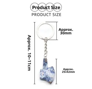 Detailed size specifications for the stone axe keychain with dimensions in millimeters