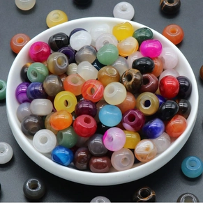Mélange de perles d'agate à grand trou polies pour la création de bracelets artisanaux DIY