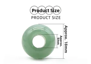 Detail showing natural green agate bead dimensions with 18mm outer diameter and 6mm hole size