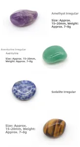 Detailed specs of Amethyst and Aventurine raw crystals with size and weight measurements