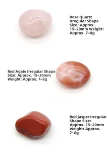 Polished rose quartz and red agate natural stones detail with 15-20mm size scale
