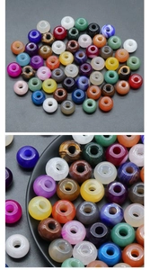 Détail de perles d'abaque polies de 6mm en pierre naturelle et agate à grand trou