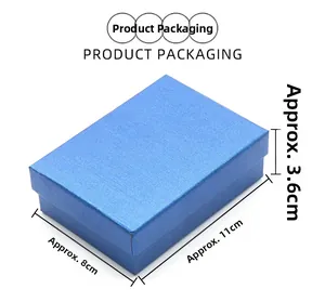 Blue rectangular gift box for crystal set showing product packaging dimensions