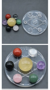 Seven stars crystal ball set with colorful polished natural stones on acrylic base
