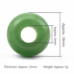 Natural light green aventurine donut bead with 18mm diameter and 6mm large hole