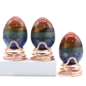 Natural Chakra Healing Crystal Egg Seven Layered Gemstones Reiki Yoga Meditation Decor Easter Polished Stone Gift