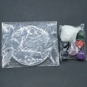 Natural mixed crystal stone ball set with clear star base in protective OPP bag