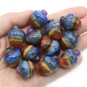 Polished acorn-shaped colorful natural stone mini ornaments for DIY crafts and decor