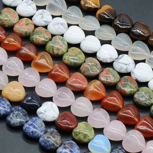 Heart Shaped Natural Semi Precious Stone Loose Beads Polished Agate Crystal Tiger Eye DIY Jewelry Making Accessories For Bracelet Necklace