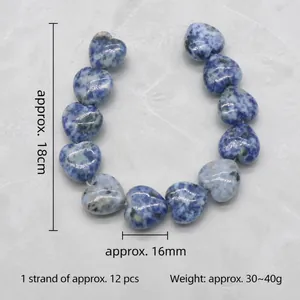 Blaue herzförmige Steinperlen 16mm für DIY Schmuckherstellung 18cm Länge 12 Stück