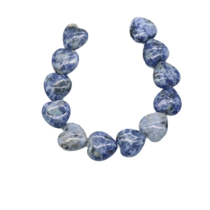 Blue and white natural stone heart-shaped beads for jewelry making in U-shaped layout