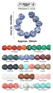 Größentabelle für 20mm herzförmige Edelsteinperlen inkl. Achat- und Quarzmaterialien