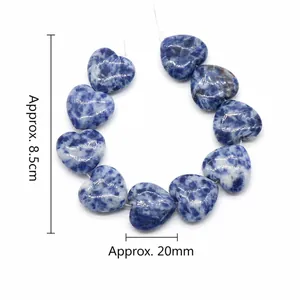 Cuentas de ágata a rayas azules en forma de corazón 20mm para bisutería