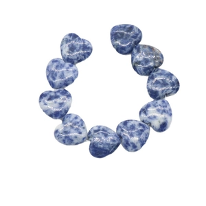 Perline in pietra naturale sodalite blu e bianca a forma di cuore per gioielli fai da te
