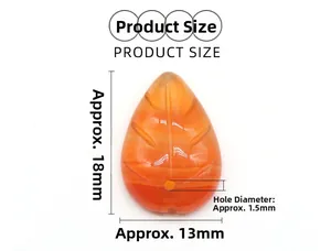 Detailed dimension guide for orange agate leaf pendant with natural layered texture